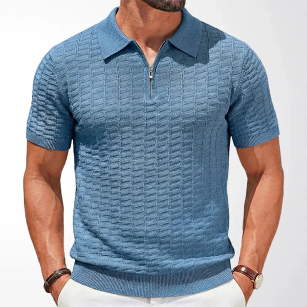 LAURENT MONACO | POLO EN MAILLE À COL ZIP TEXTURÉ POUR HOMMES — alt view