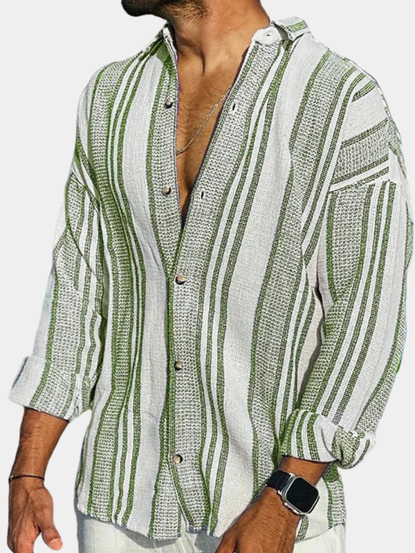 LAURENT MONACO | CHEMISE EN LIN RAYÉE POUR HOMMES