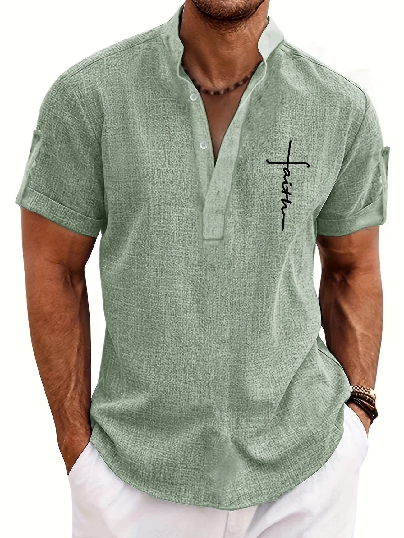 LAURENT MONACO | CHEMISE À COL MONTANT POUR HOMMES