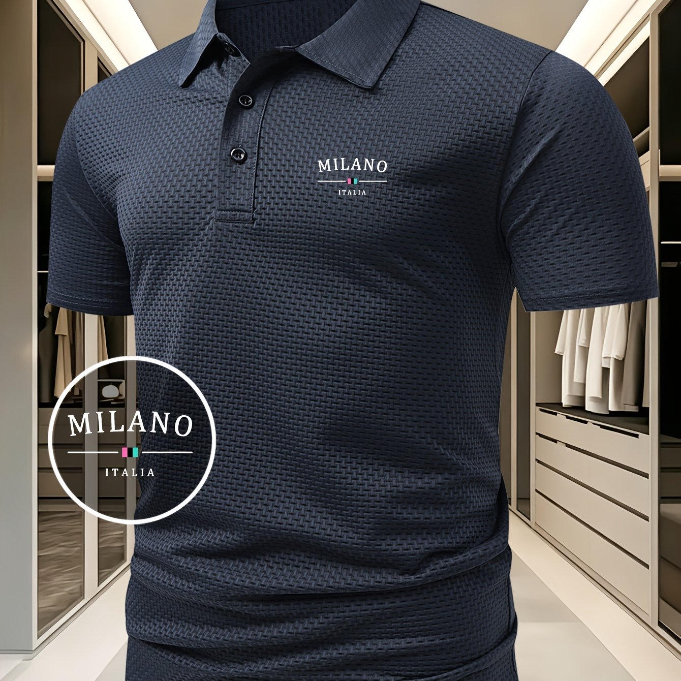 LAURENT MONACO | POLO EN MAILLE GÉOMÉTRIQUE POUR HOMMES