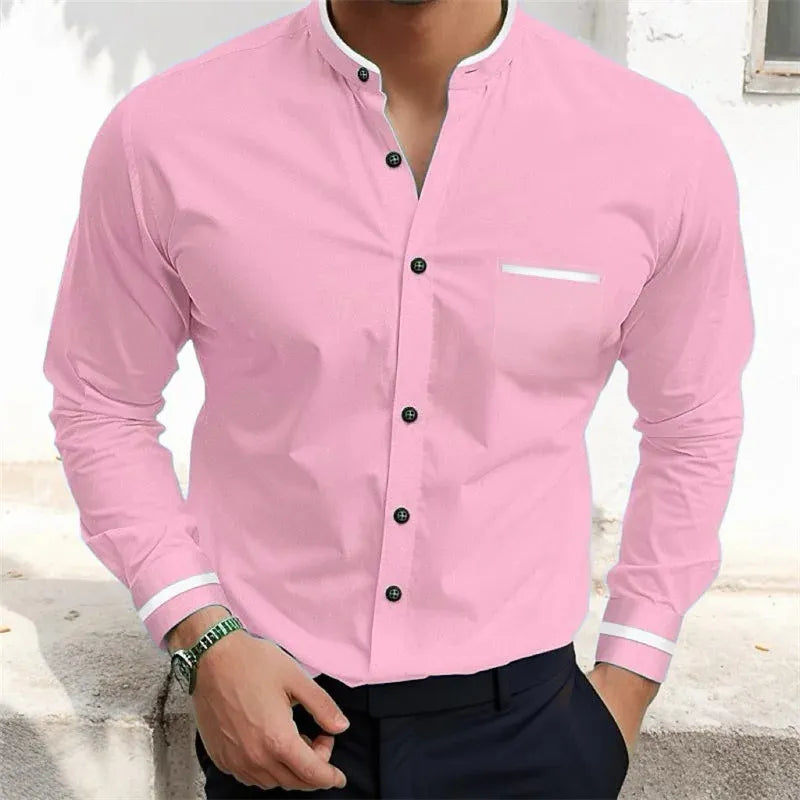 LAURENT MONACO | CHEMISE GRAND-PÈRE À CONTRASTES POUR HOMMES
