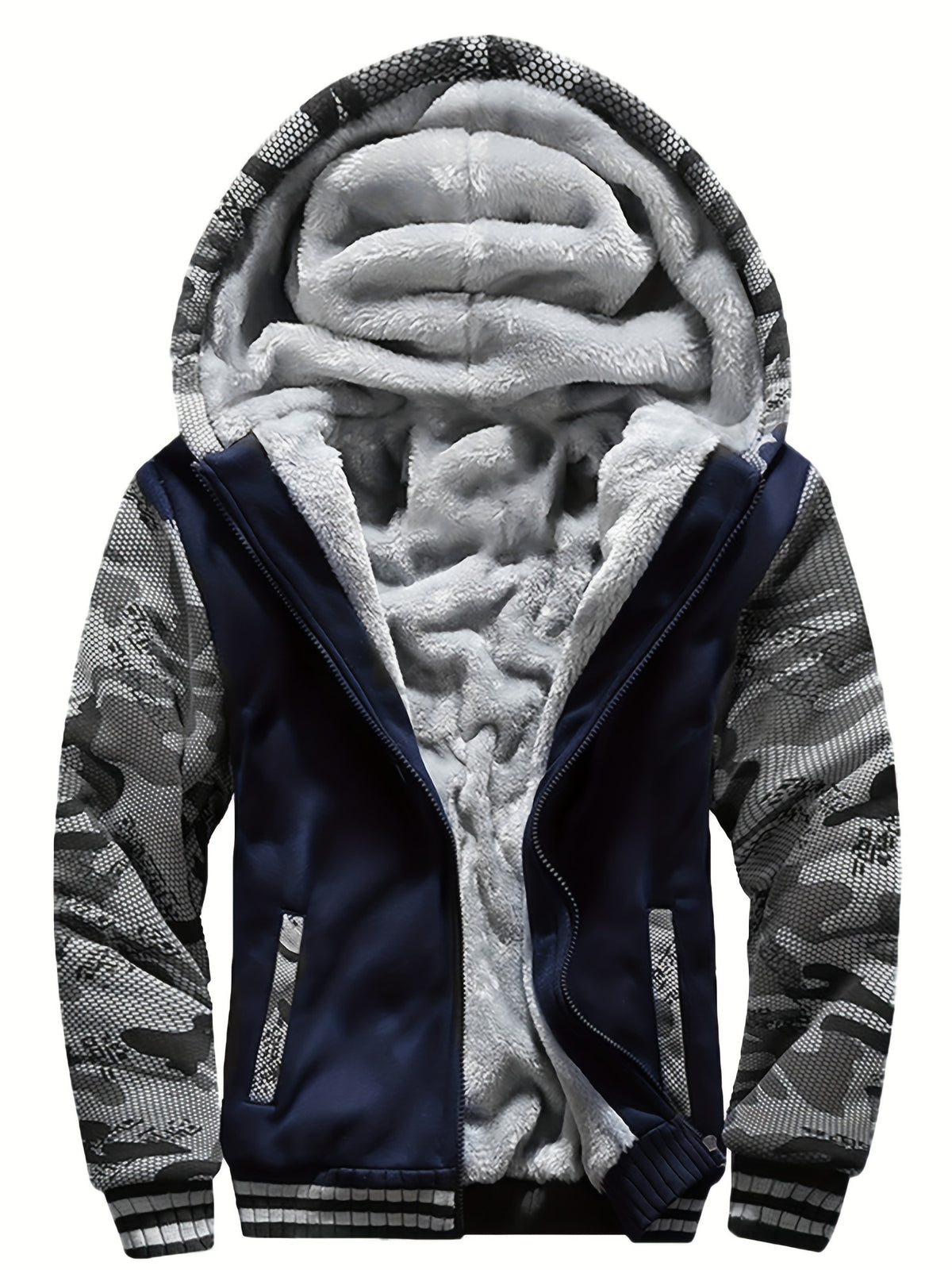 LAURENT MONACO | PULL À CAPUCHE ET FERMETURE ÉCLAIR MOTIF CAMOUFLAGE POUR HOMMES