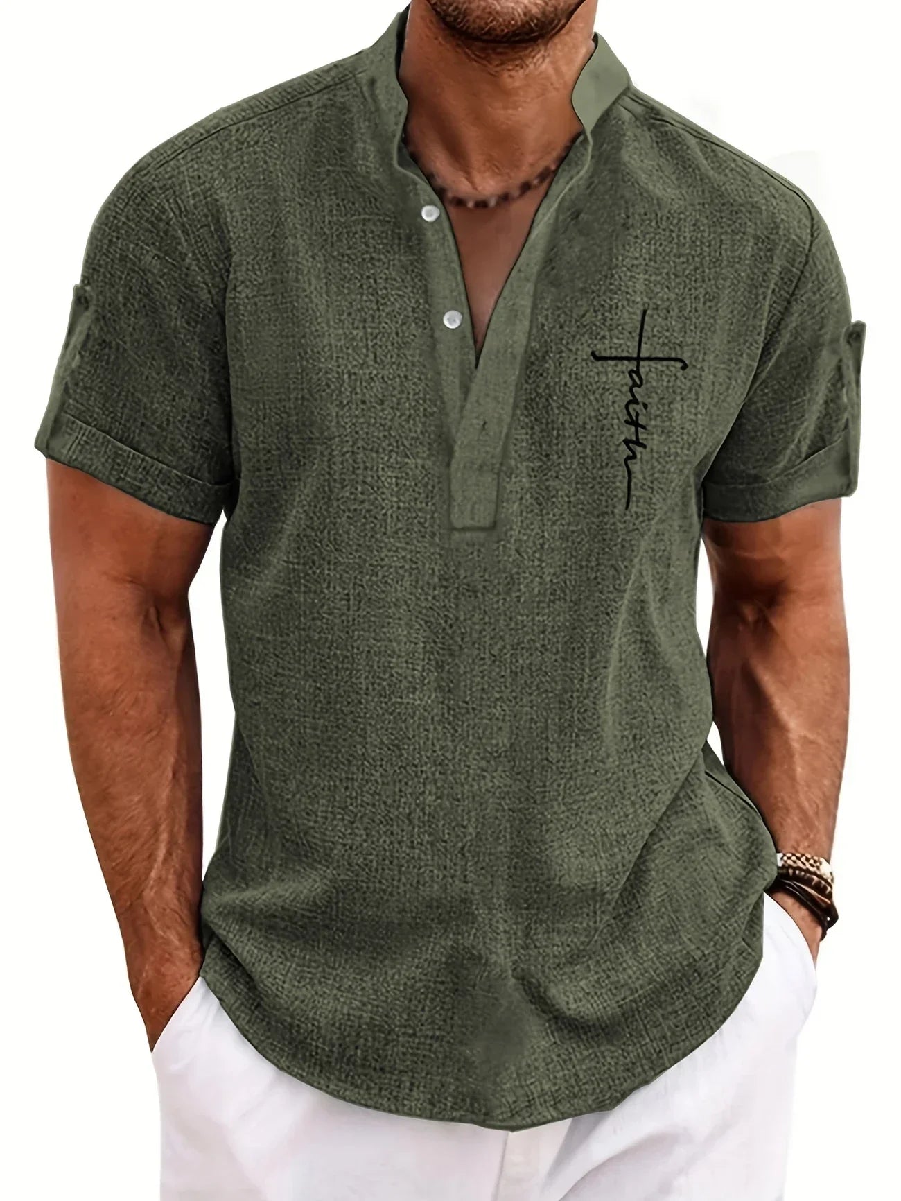 LAURENT MONACO | CHEMISE À COL MONTANT POUR HOMMES