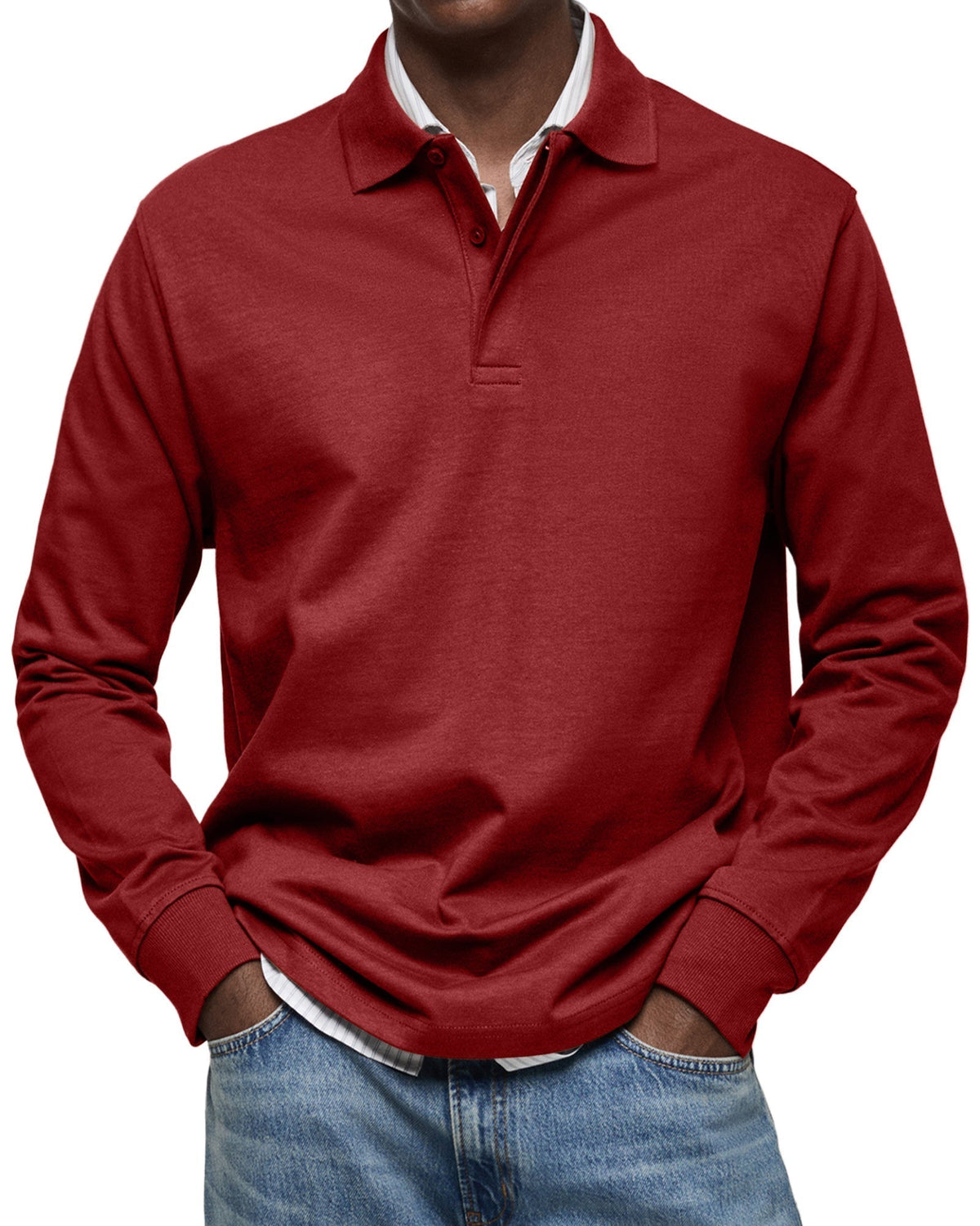 LAURENT MONACO | POLO DÉCONTRACTÉ À MANCHES LONGUES POUR HOMMES