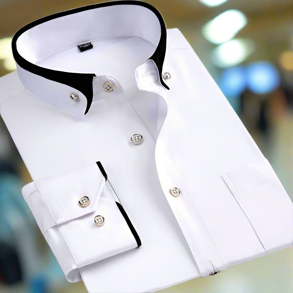 LAURENT MONACO | CHEMISE À MANCHES LONGUES BOUTONNÉES ÉLÉGANTES POUR HOMMES