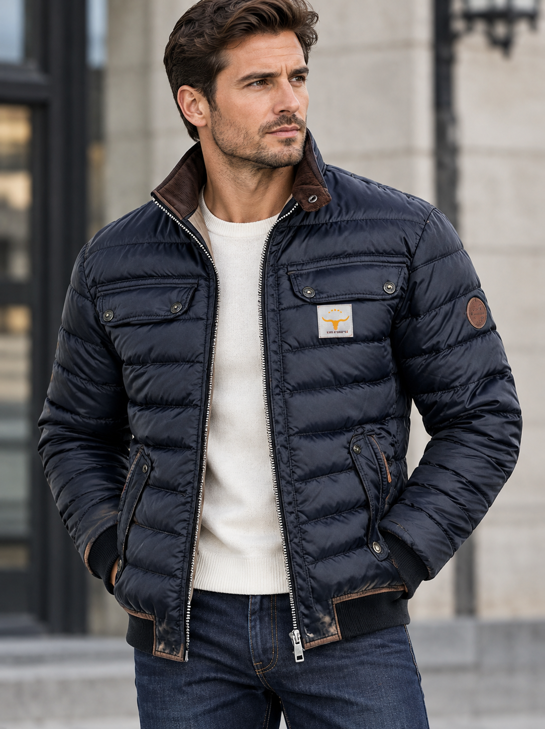 LAURENT MONACO | VESTE VINTAGE À COL MONTANT POUR HOMMES