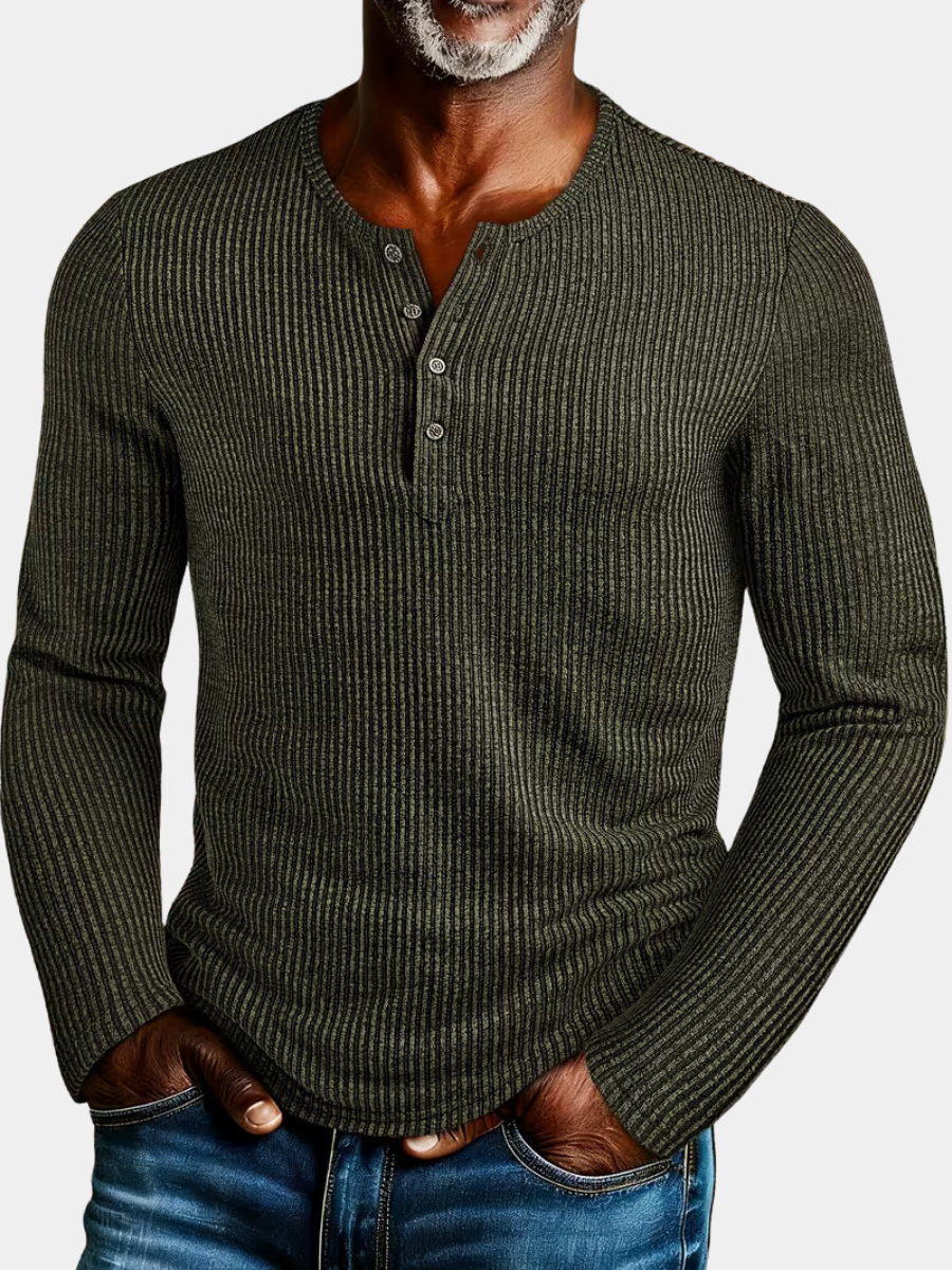 LAURENT MONACO | CHEMISE EN MAILLE À COL BOUTONNÉ POUR HOMMES