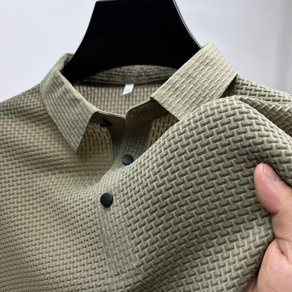 LAURENT MONACO | POLO TEXTURÉ À MANCHES COURTES POUR HOMME