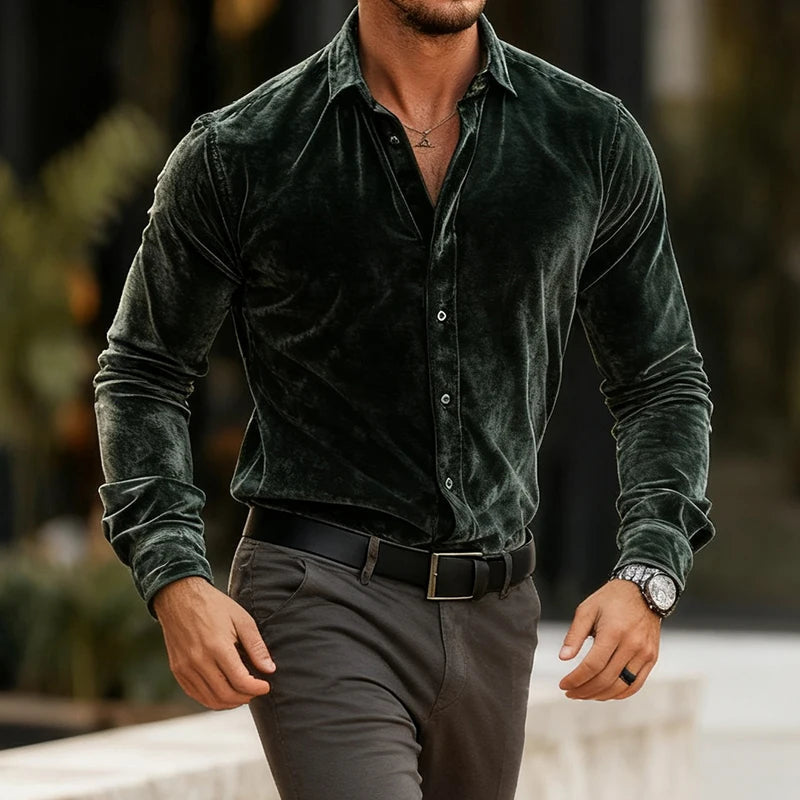 LAURENT MONACO | CHEMISE CLASSIQUE EN VELOURS POUR HOMMES