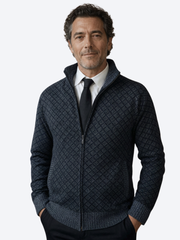 LAURENT MONACO | PULL MATELASSÉ À MOTIF DE LOSANGES ET FERMETURE ÉCLAIR POUR HOMMES