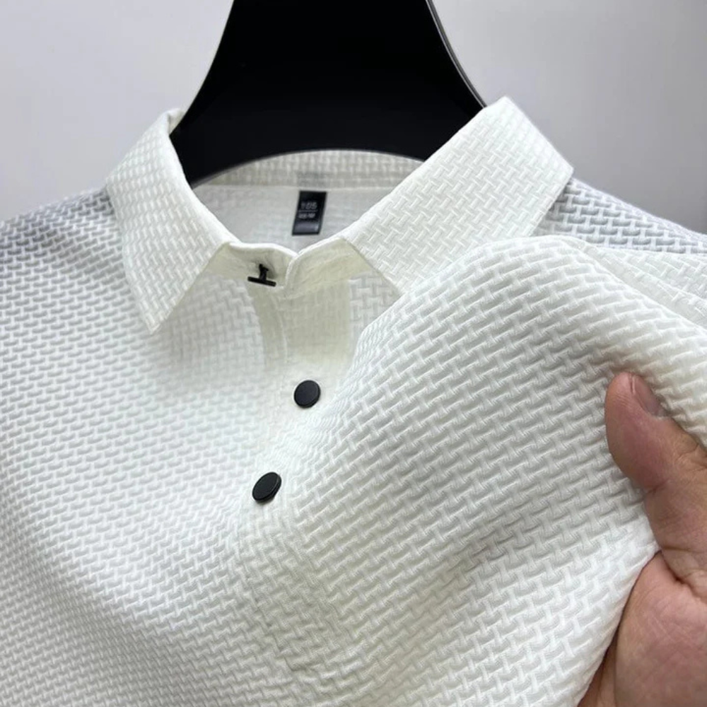 LAURENT MONACO | POLO TEXTURÉ À MANCHES COURTES POUR HOMME