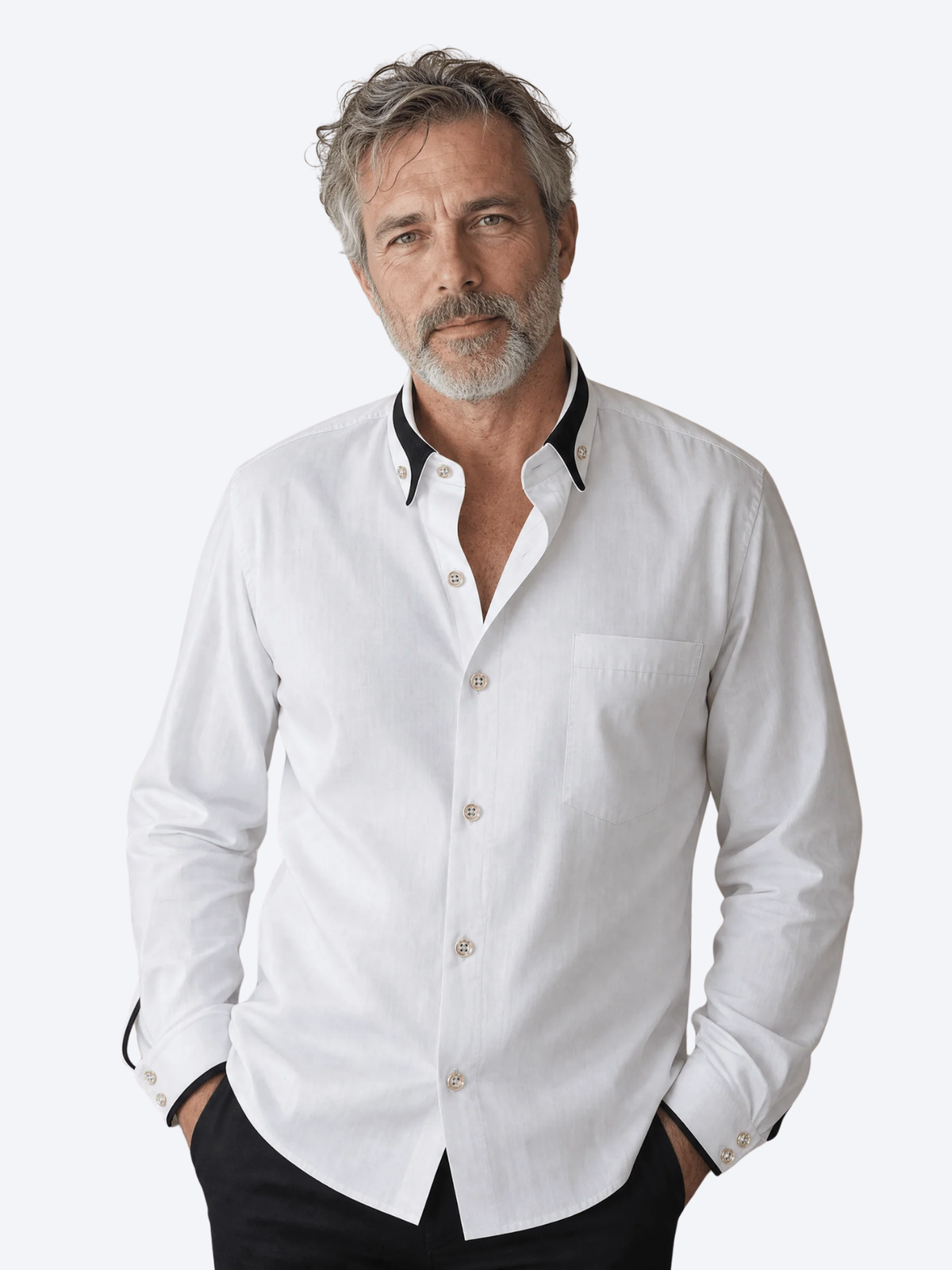 LAURENT MONACO | CHEMISE À COL CONTRASTÉ POUR HOMMES