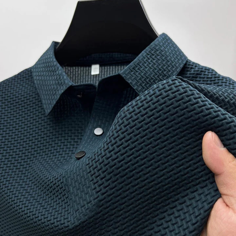 LAURENT MONACO | POLO TEXTURÉ À MANCHES COURTES POUR HOMME