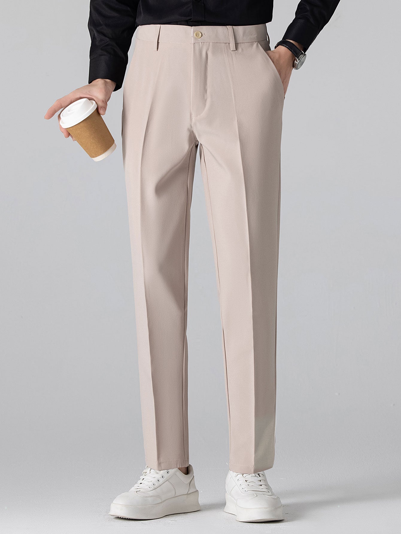 CHEMISE À MANCHES LONGUES À RAYURES AVEC BOUTONS & PANTALONS SLIM FIT À JAMBE ÉLARGIE