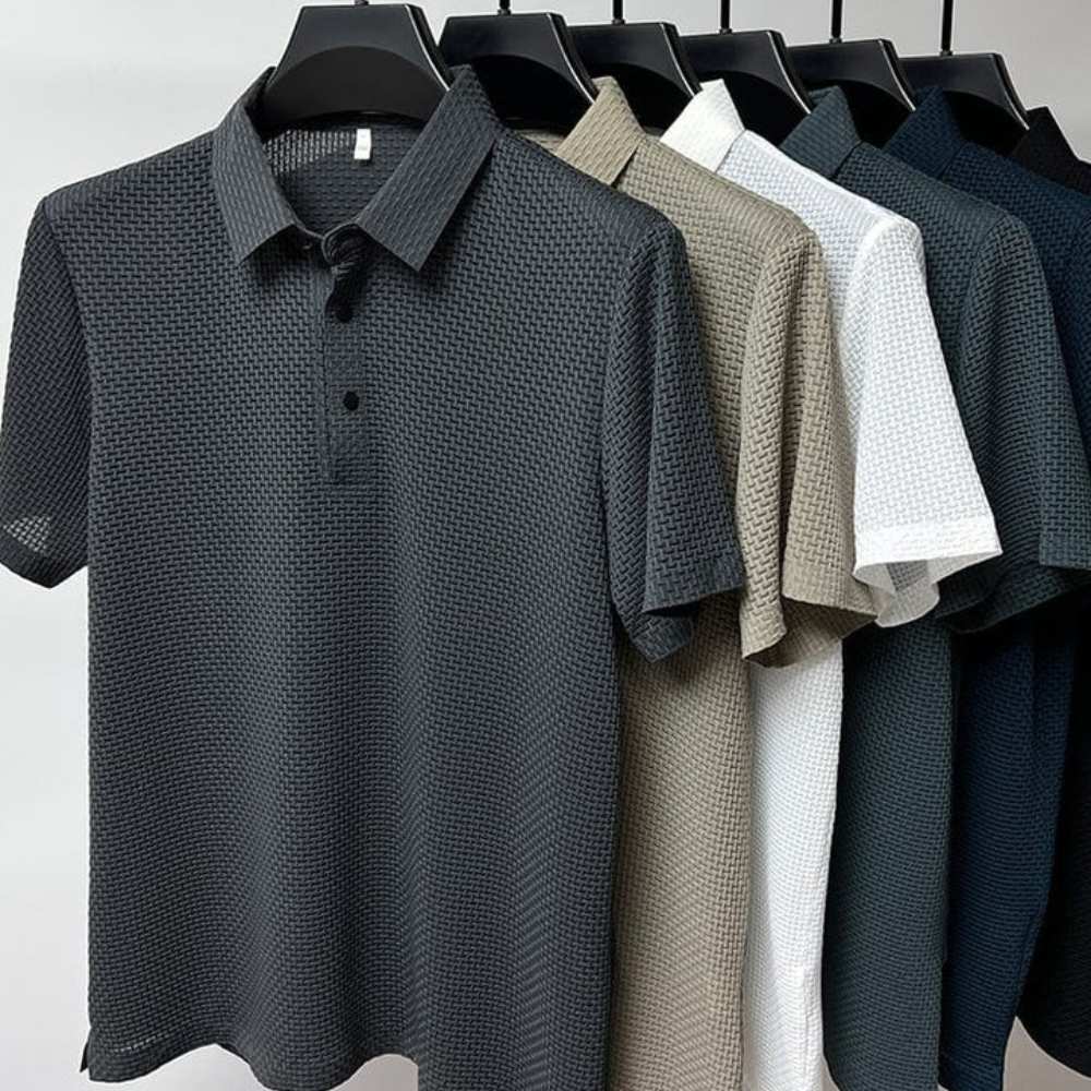 LAURENT MONACO | POLO TEXTURÉ À MANCHES COURTES POUR HOMME