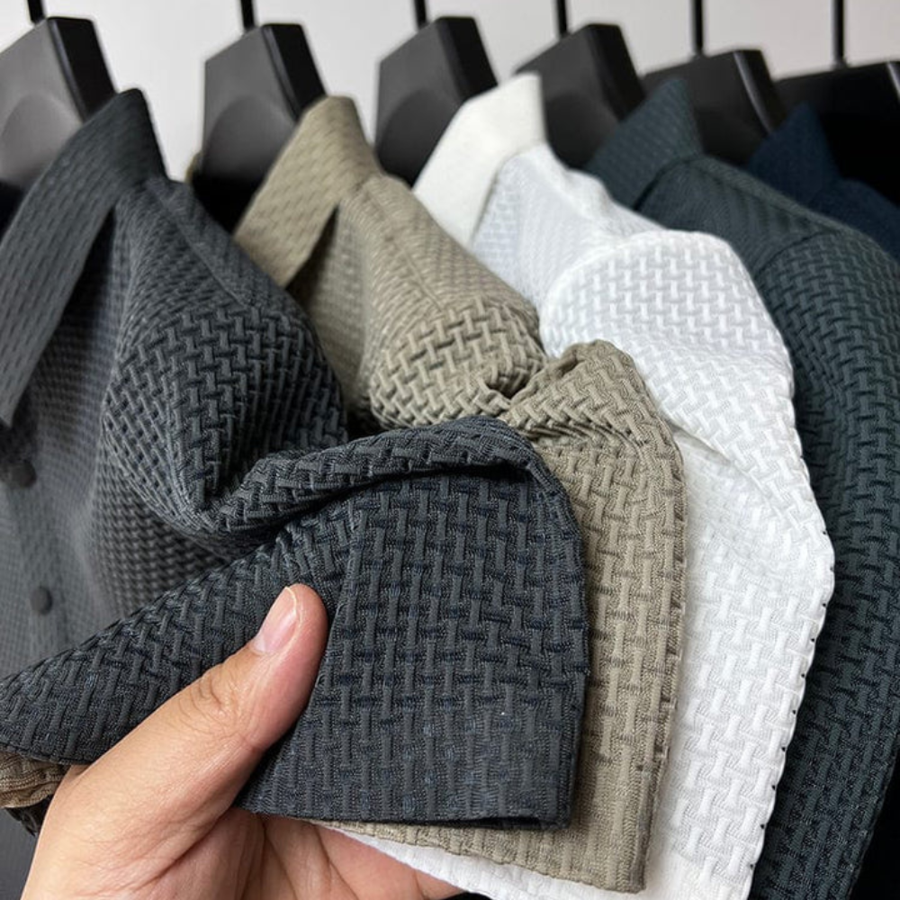 LAURENT MONACO | POLO TEXTURÉ À MANCHES COURTES POUR HOMME