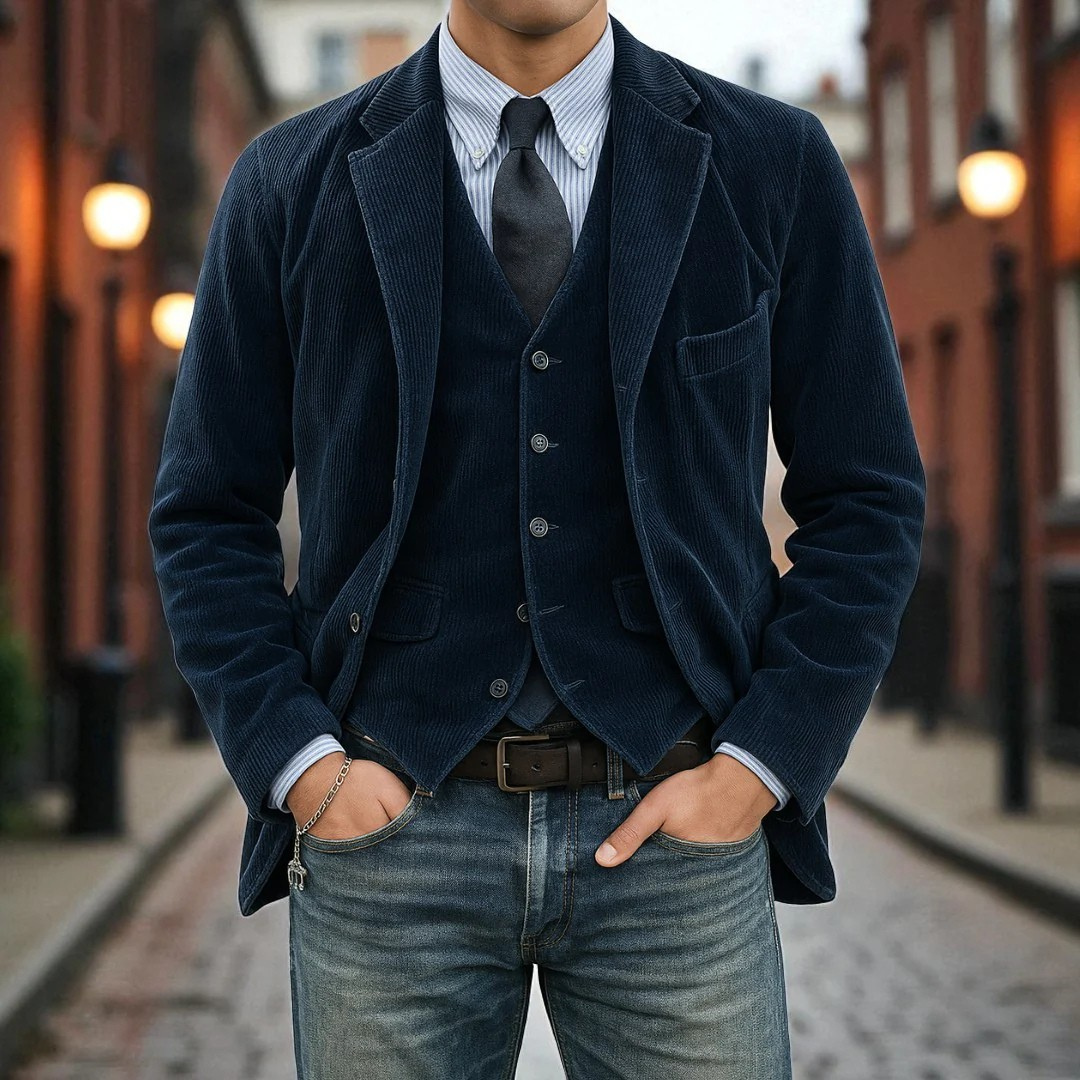 LAURENT MONACO | ENSEMBLE LE BLAZER RAFFINÉ EN VELOURS CÔTELÉ POUR HOMME