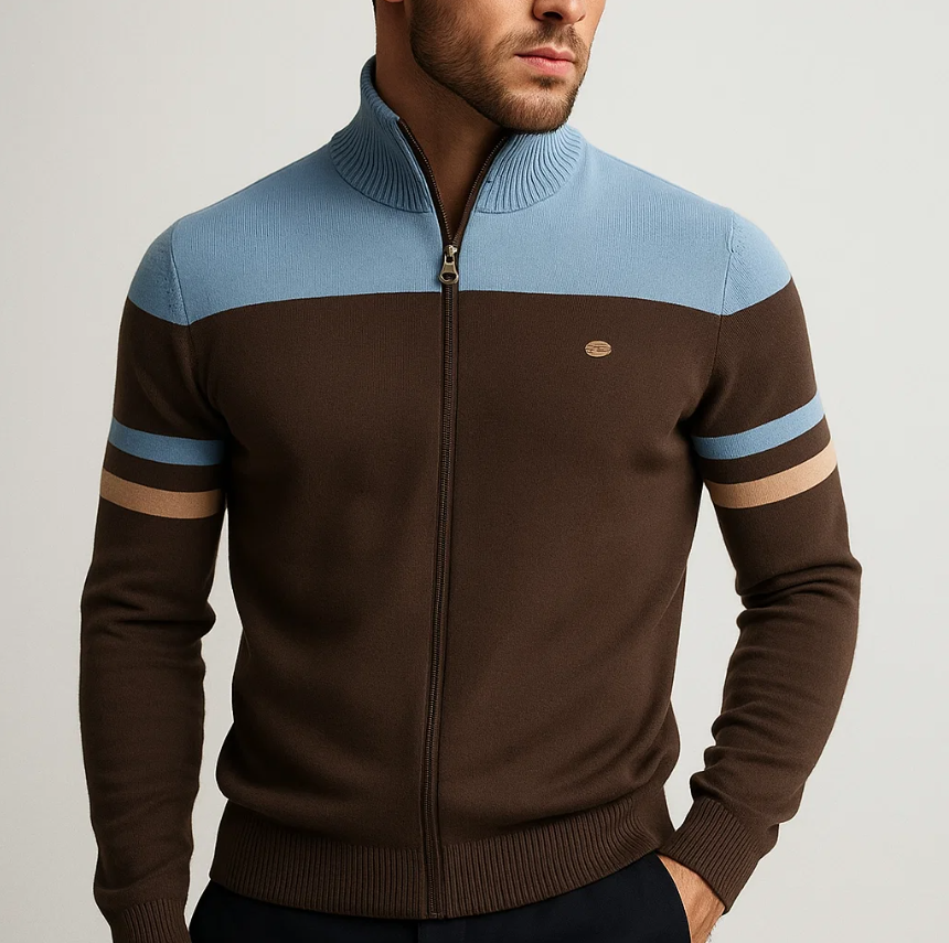 LAURENT MONACO | SWEAT COLORBLOCK AVEC ZIP POUR HOMME