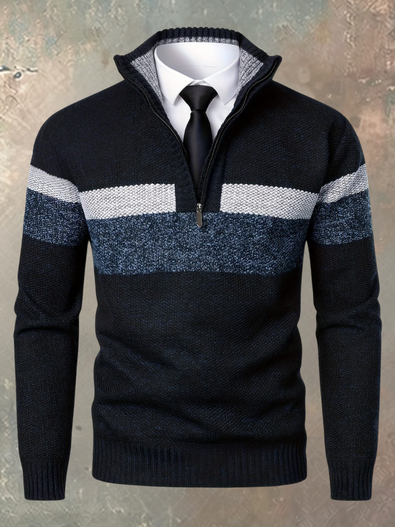 LAURENT MONACO | PULL À DEMI-FERMETURE ÉCLAIR À MOTIFS COLORÉS POUR HOMMES