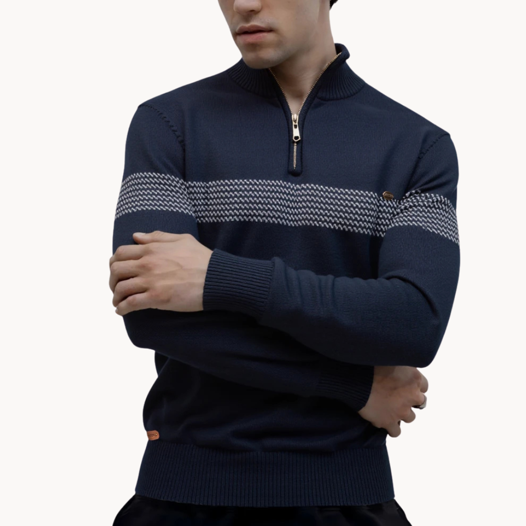 LAURENT MONACO | PULL ZIPPÉ RAYÉ POUR HOMME