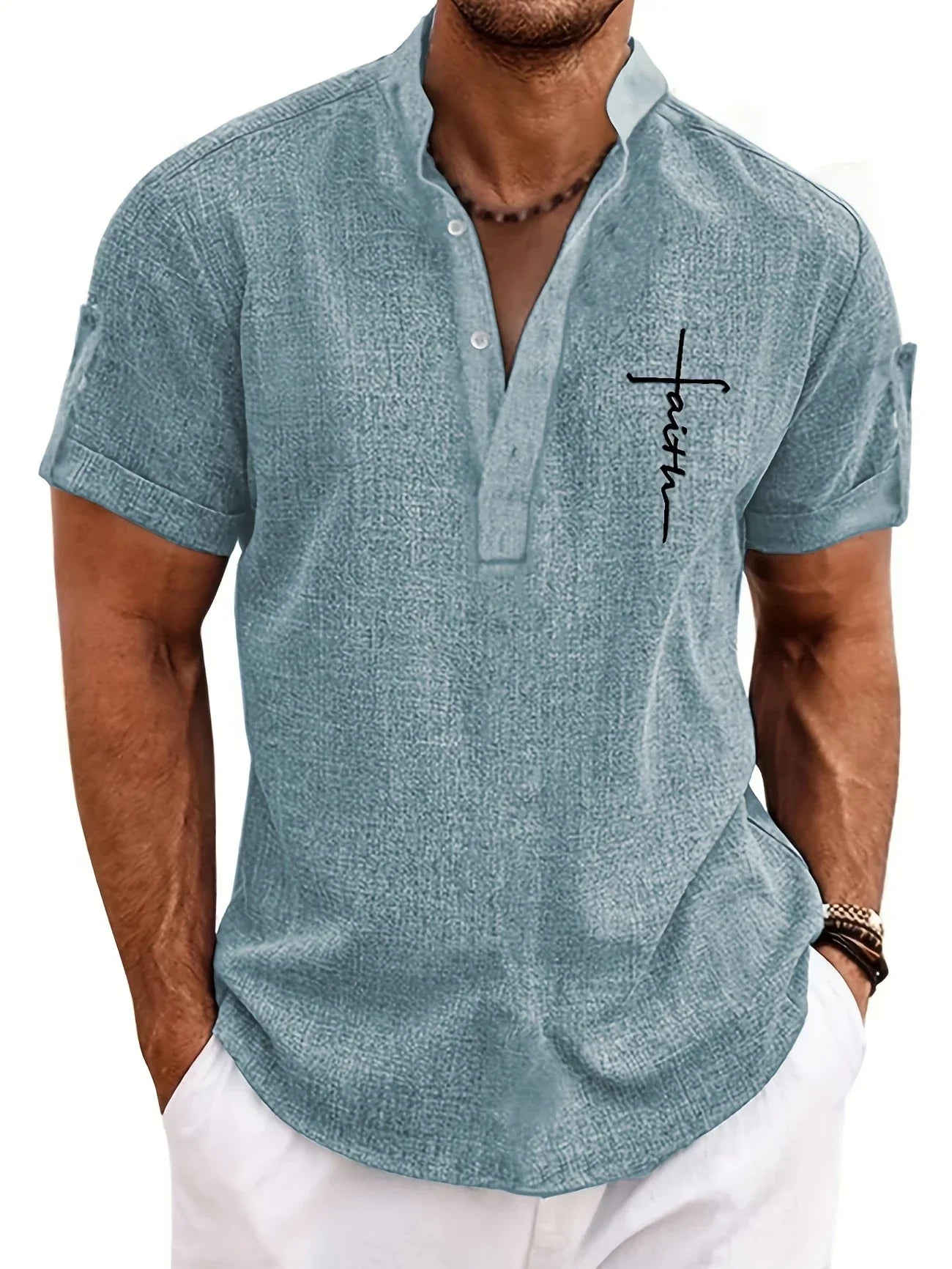 LAURENT MONACO | CHEMISE À COL MONTANT POUR HOMMES