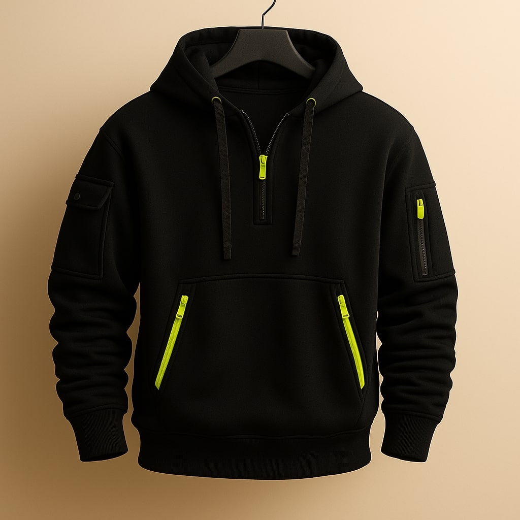 LAURENT MONACO | SWEAT À CAPUCHE EN MOLLETON À DEMI-ZIP POUR HOMME