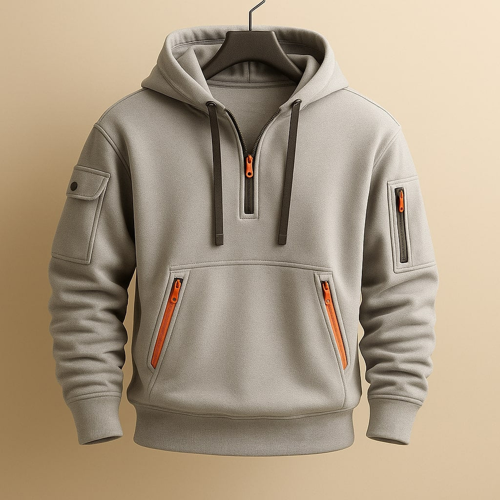 LAURENT MONACO | SWEAT À CAPUCHE EN MOLLETON À DEMI-ZIP POUR HOMME