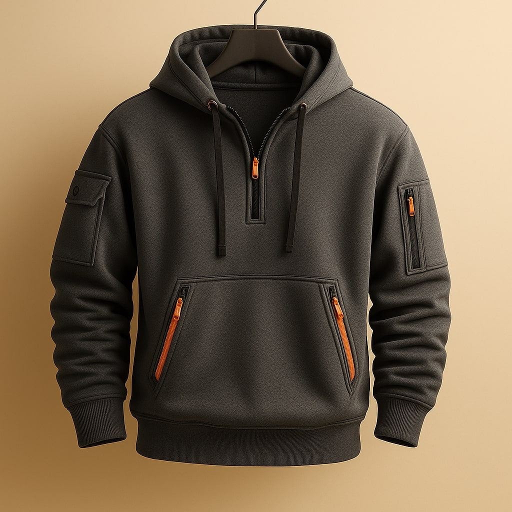 LAURENT MONACO | SWEAT À CAPUCHE EN MOLLETON À DEMI-ZIP POUR HOMME