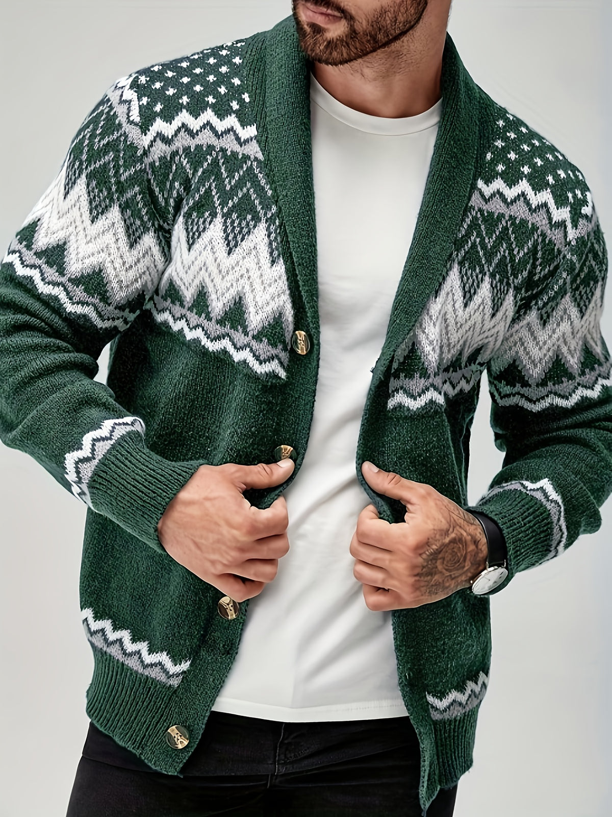 LAURENT MONACO | VESTE EN MAILLE GÉOMÉTRIQUE POUR HOMMES