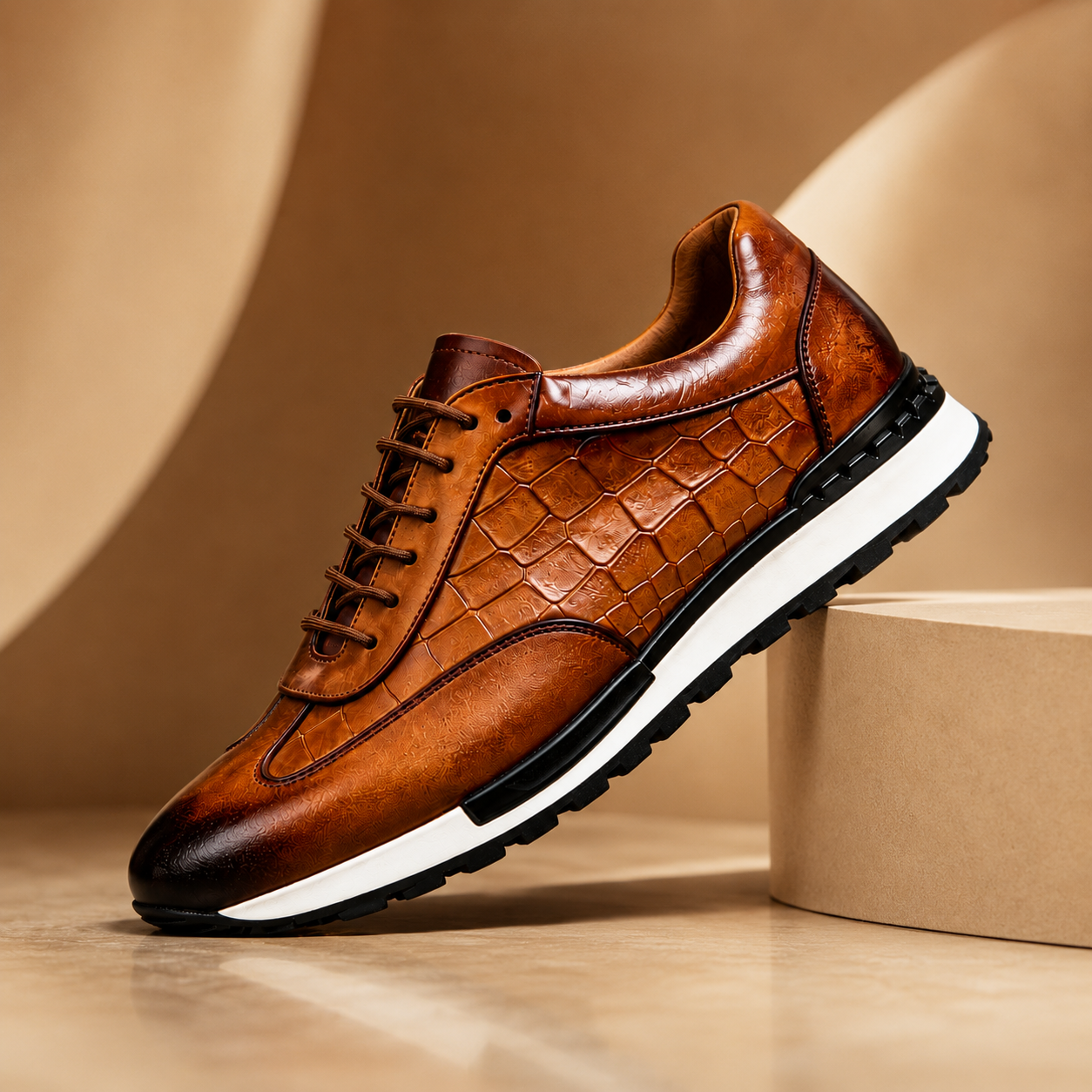 LAURENT MONACO | BASKETS POUR HOMMES EN CUIR DE VACHE TEXTURÉ