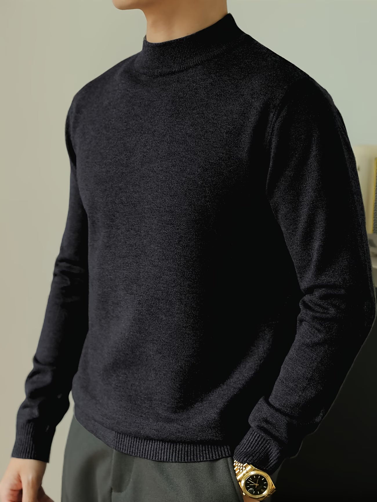 LAURENT MONACO | PULL À COL ROULE EN MAILLE COTONNÉE POUR HOMMES