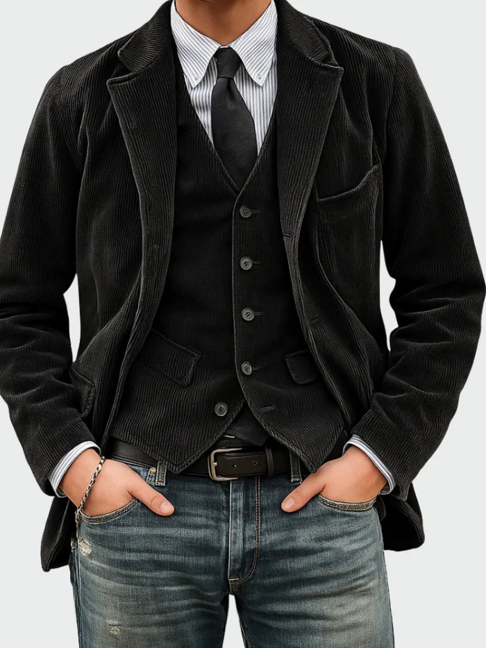 LAURENT MONACO | ENSEMBLE LE BLAZER RAFFINÉ EN VELOURS CÔTELÉ POUR HOMME