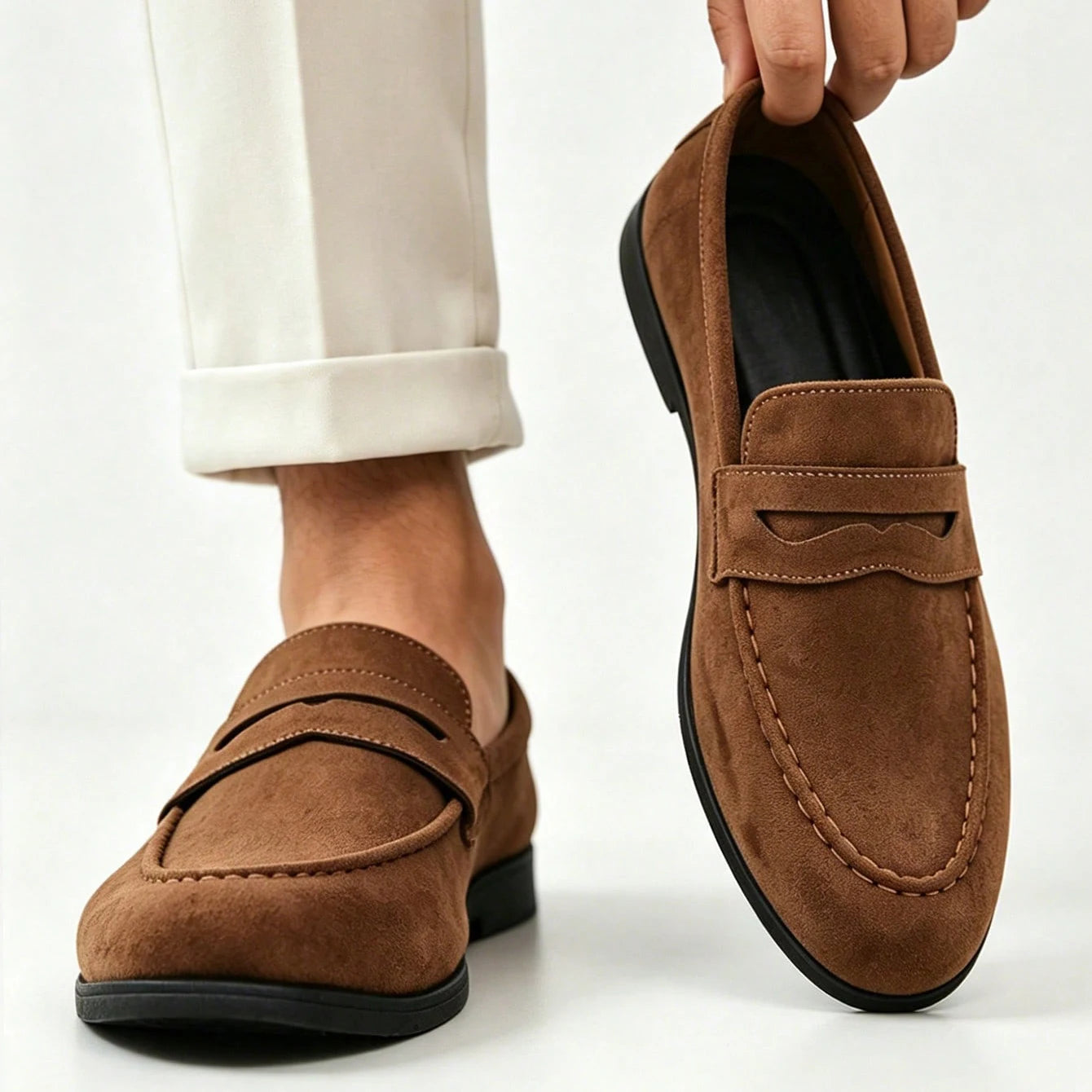 LAURENT MONACO | MOCASSINS EN DAIM PENNY POUR HOMMES