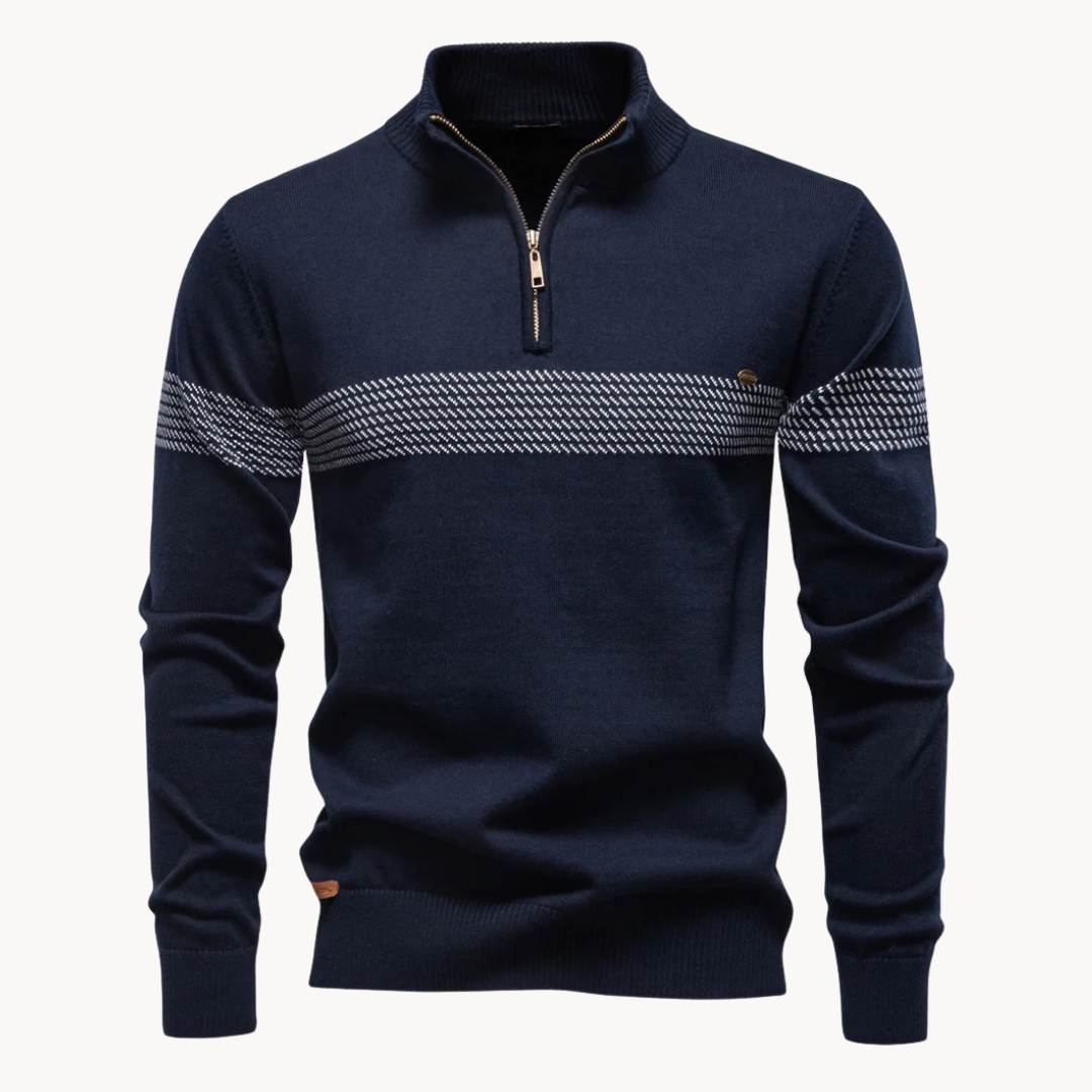 LAURENT MONACO | PULL ZIPPÉ RAYÉ POUR HOMME