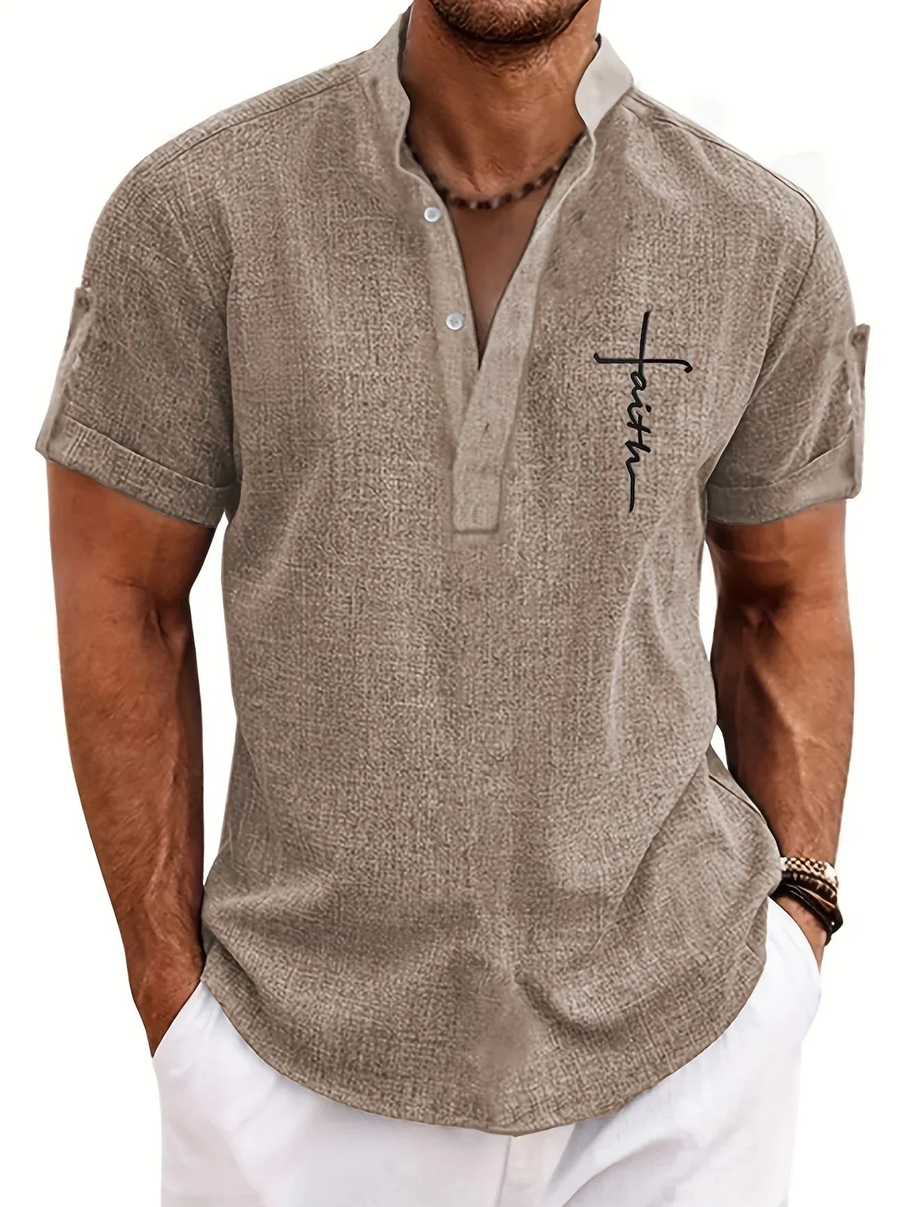 LAURENT MONACO | CHEMISE À COL MONTANT POUR HOMMES