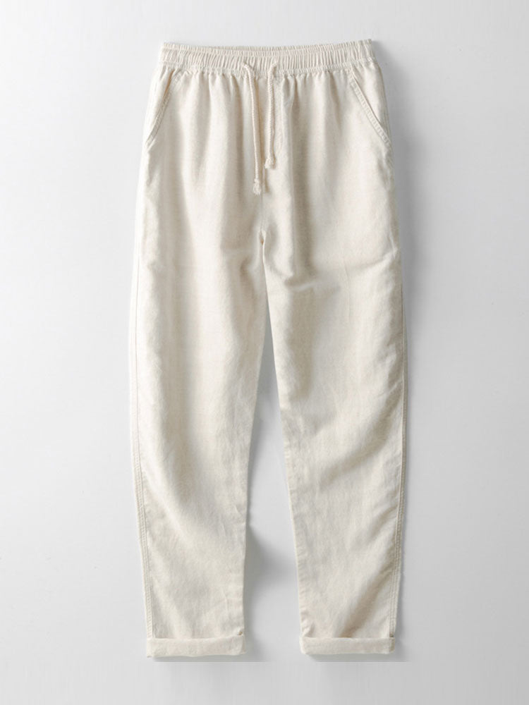 CHEMISE À RAYURES AVEC ŒILLETS AU CROCHET & PANTALON EN LIN À JAMBE DROITE