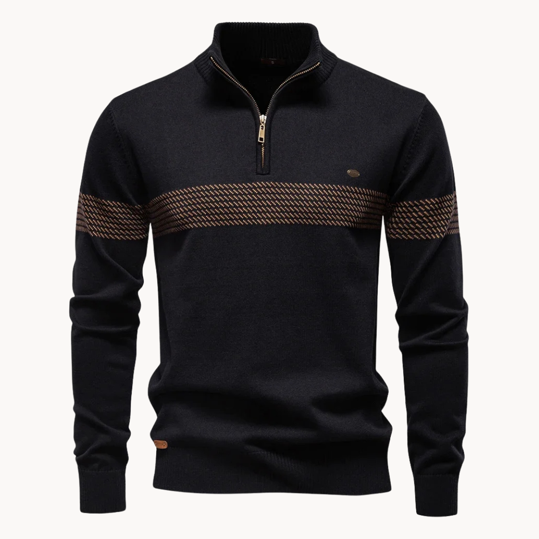 LAURENT MONACO | PULL ZIPPÉ RAYÉ POUR HOMME