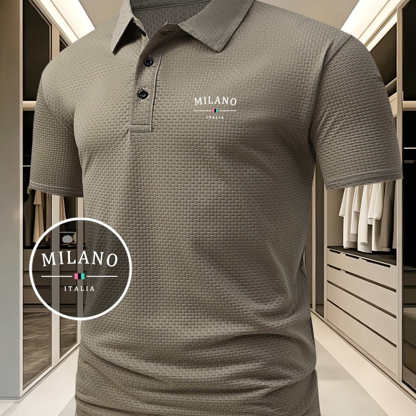 LAURENT MONACO | POLO EN MAILLE GÉOMÉTRIQUE POUR HOMMES
