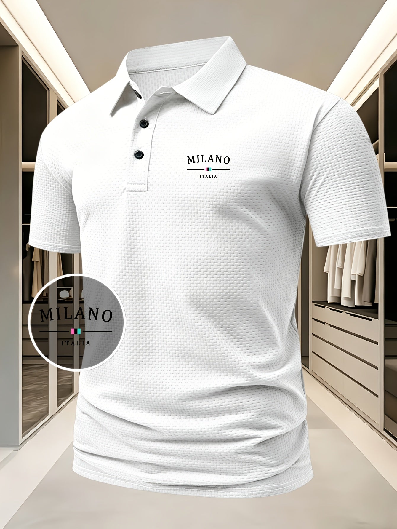 LAURENT MONACO | POLO EN MAILLE GÉOMÉTRIQUE POUR HOMMES