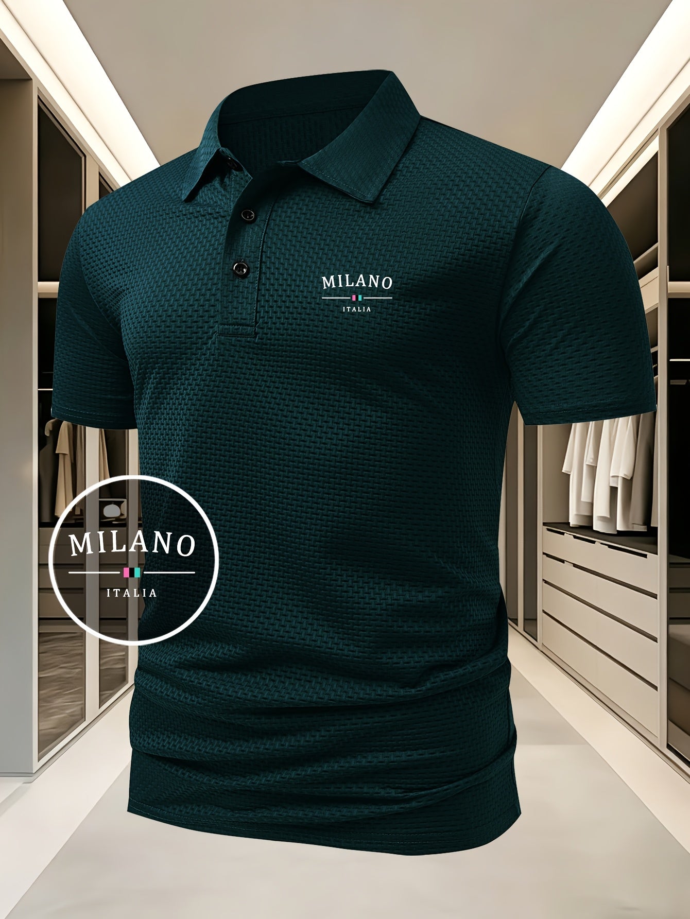 LAURENT MONACO | POLO EN MAILLE GÉOMÉTRIQUE POUR HOMMES