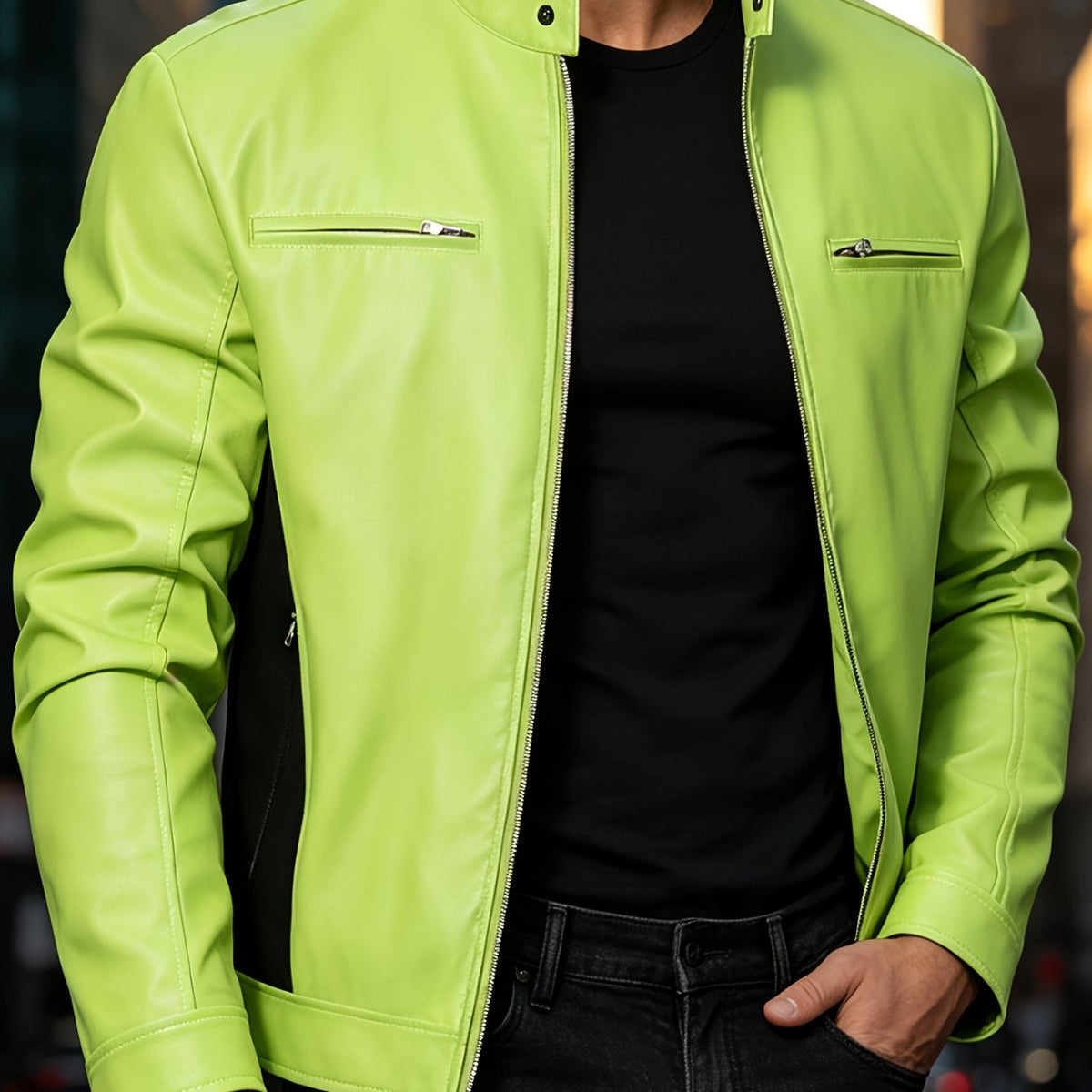 LAURENT MONACO | VESTE EN PU À FERMETURE ÉCLAIR POUR HOMMES