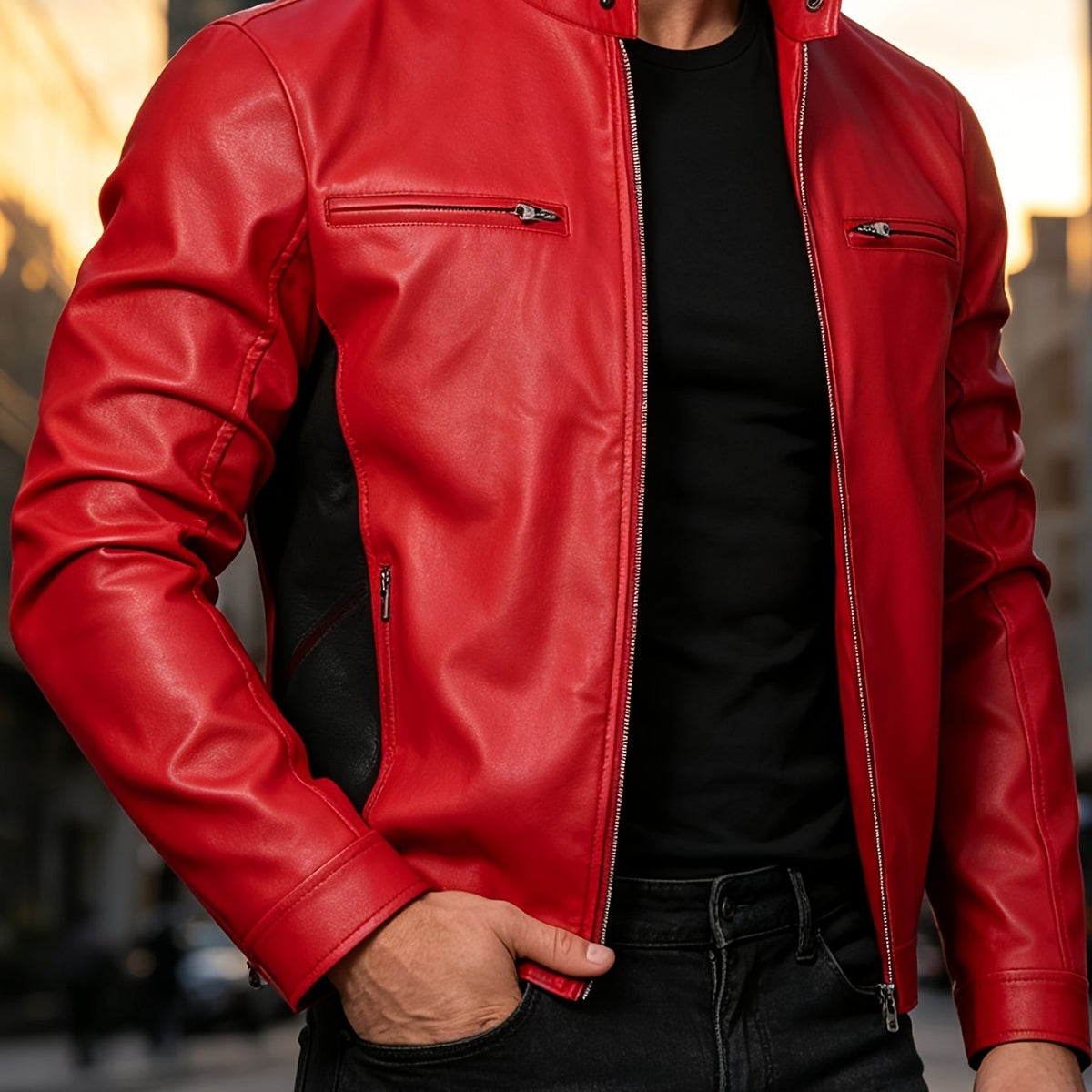 LAURENT MONACO | VESTE EN PU À FERMETURE ÉCLAIR POUR HOMMES