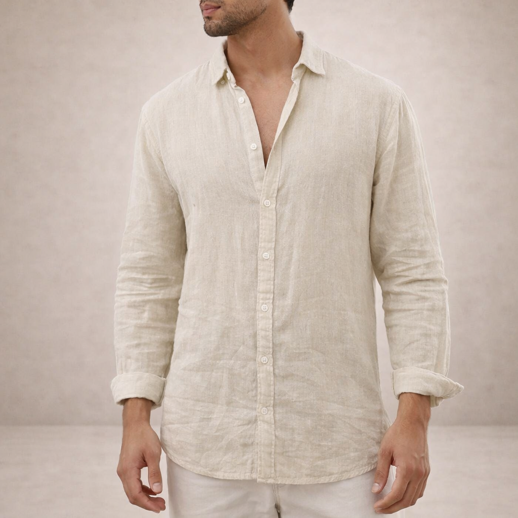 LAURENT MONACO | CHEMISE EN LIN À COL OUVERT POUR HOMMES