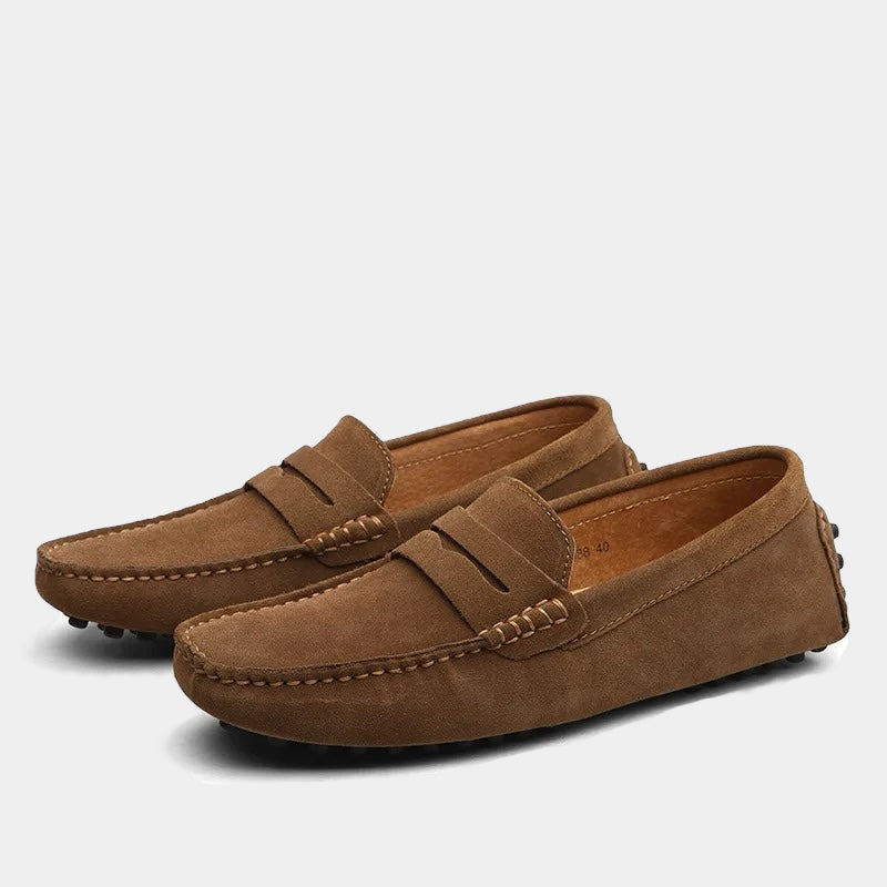 LAURENT MONACO | MOCASSINS PENNY MODERNES EN DAIM POUR HOMMES