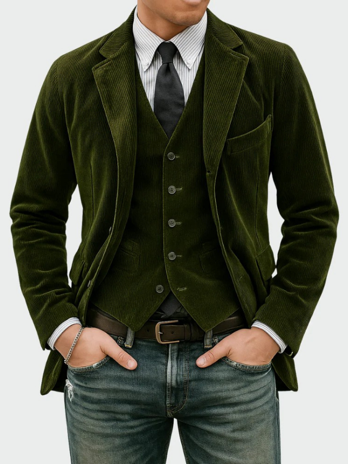 LAURENT MONACO | ENSEMBLE LE BLAZER RAFFINÉ EN VELOURS CÔTELÉ POUR HOMME