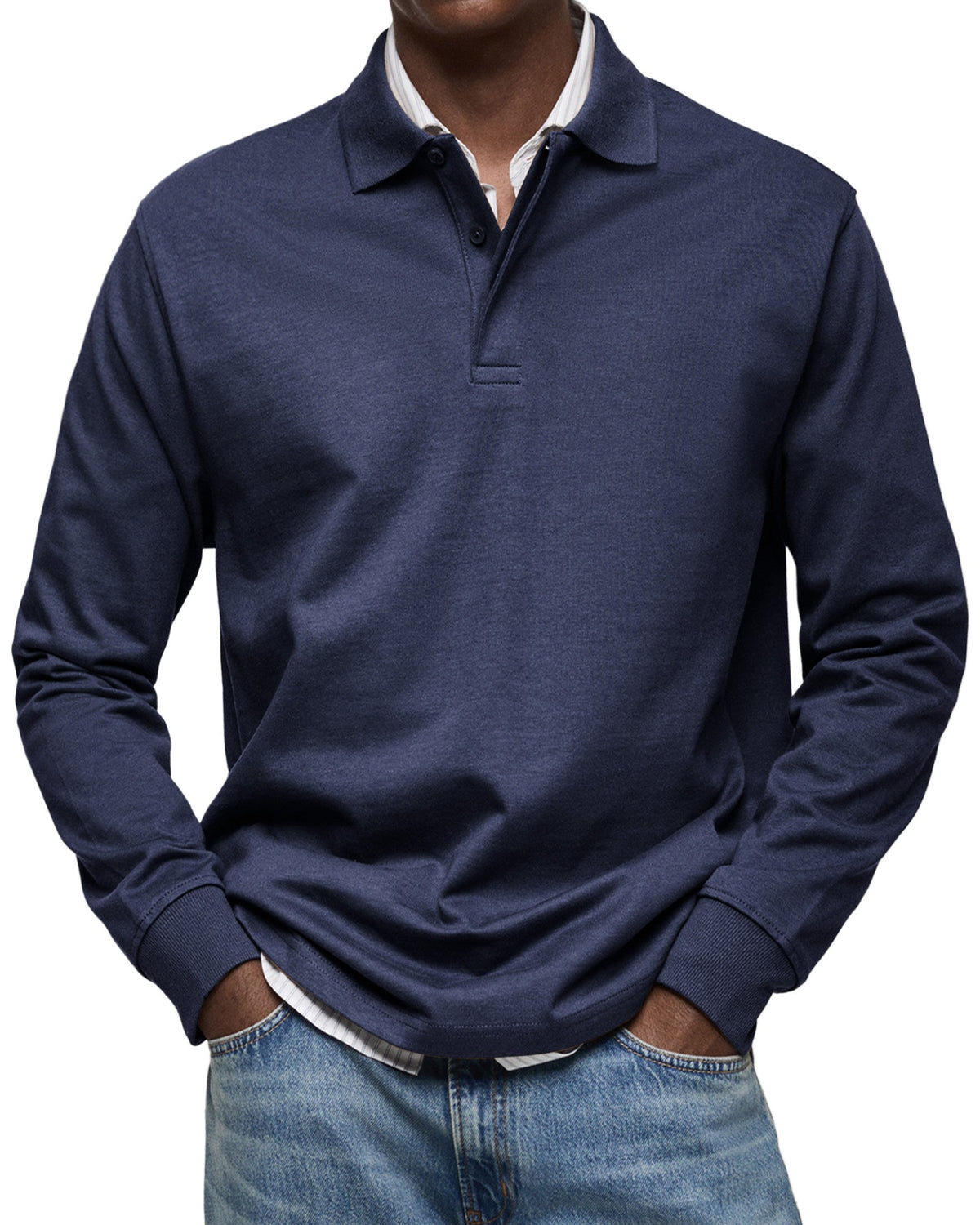 LAURENT MONACO | POLO DÉCONTRACTÉ À MANCHES LONGUES POUR HOMMES