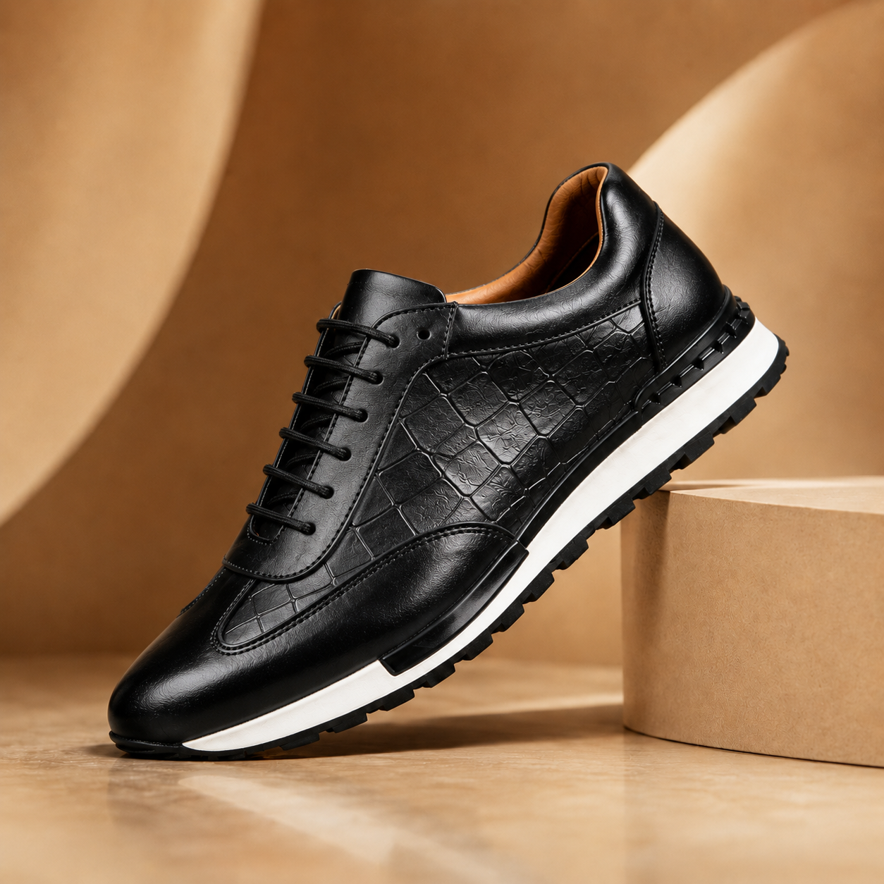 LAURENT MONACO | BASKETS POUR HOMMES EN CUIR DE VACHE TEXTURÉ