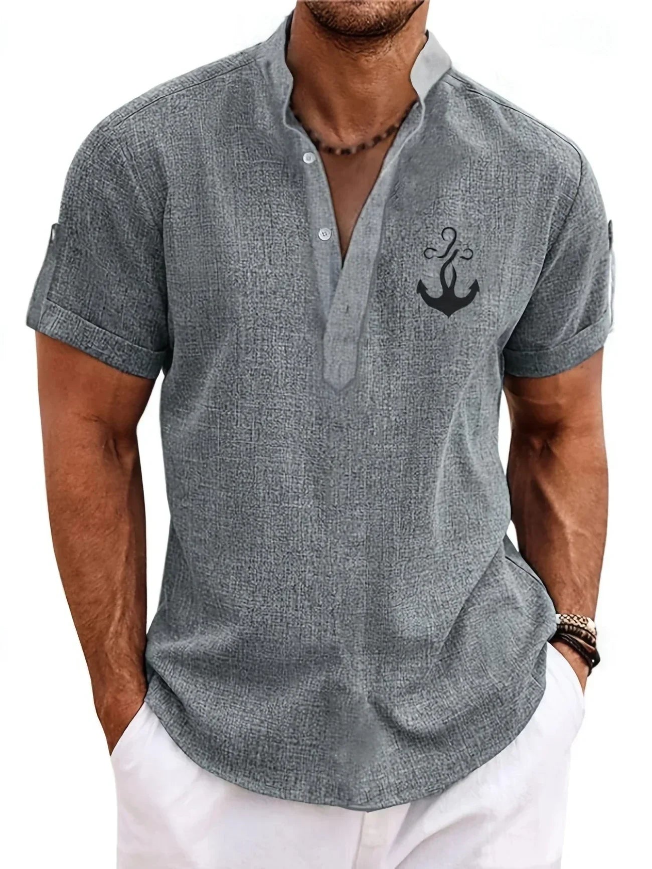 LAURENT MONACO | CHEMISE À COL MONTANT POUR HOMMES