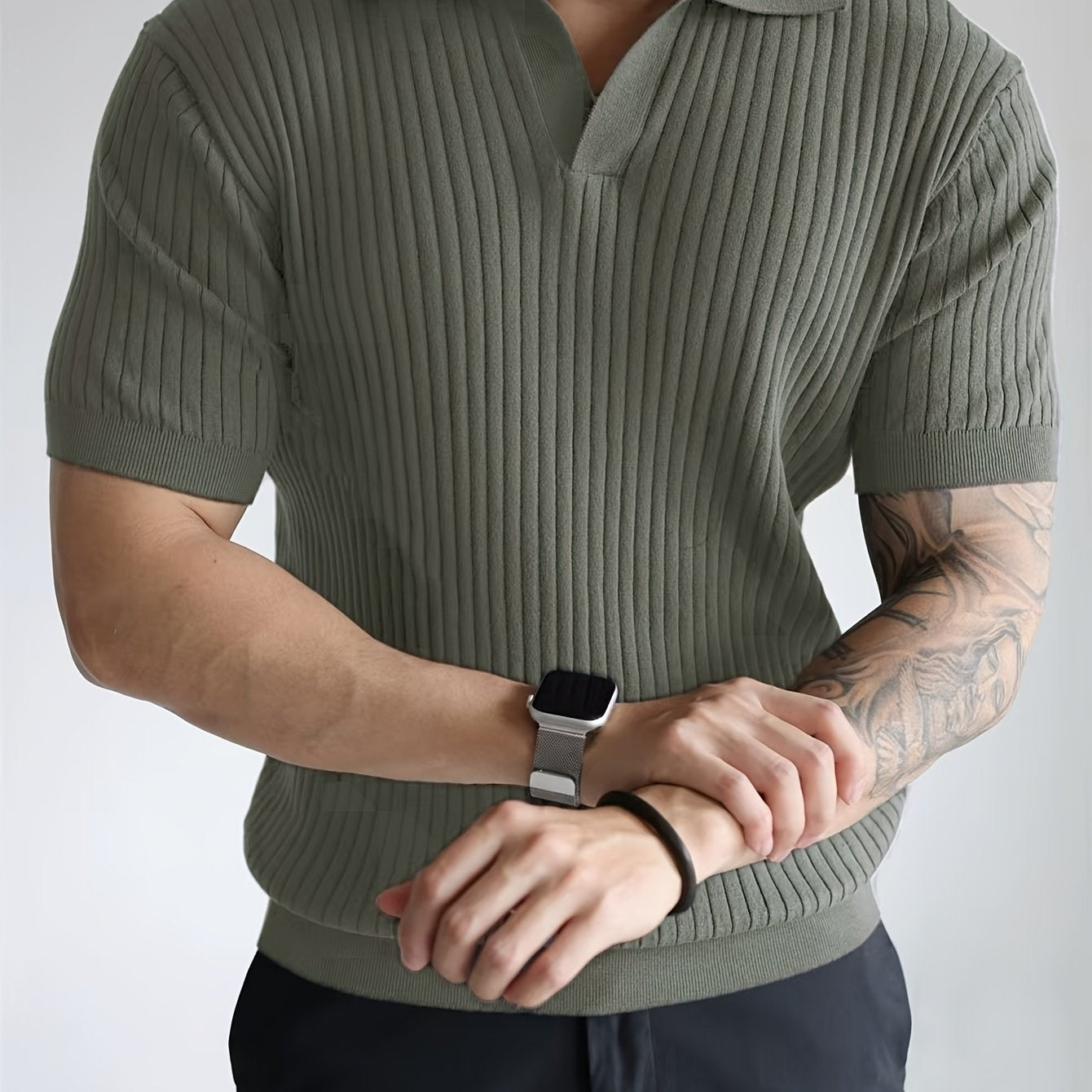 LAURENT MONACO | CHEMISE D'ÉTÉ EN MAILLE TEXTURÉE POUR HOMMES