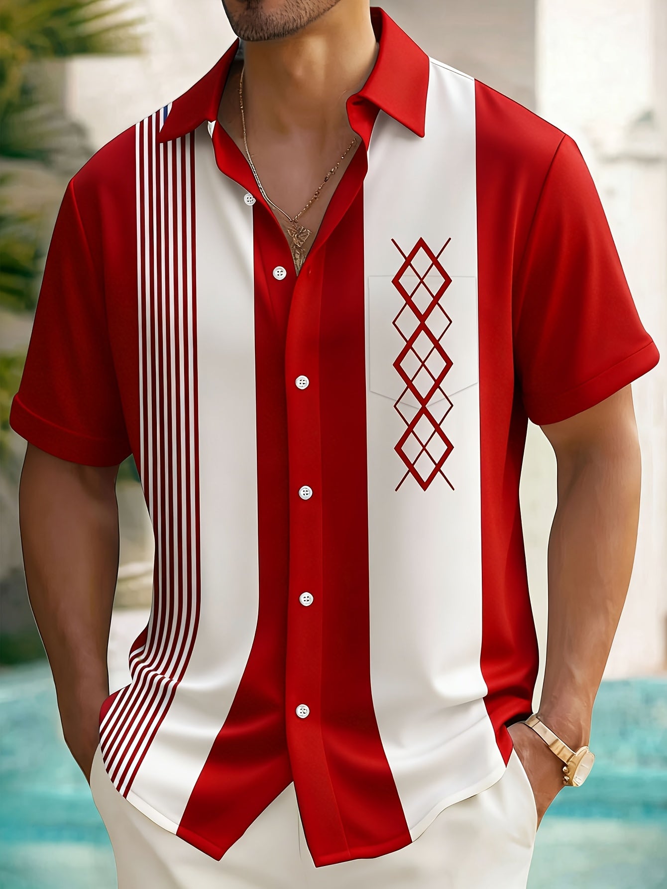 LAURENT MONACO | CHEMISE VINTAGE À MOTIFS GÉOMÉTRIQUES POUR HOMMES